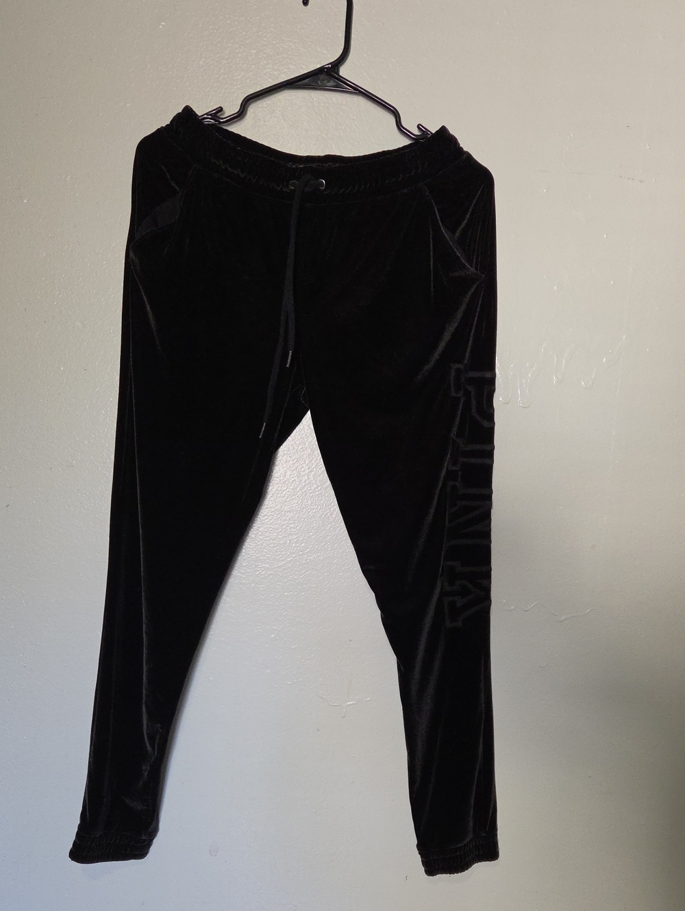 PINK VS Black Women's Velour Jogger Pants - Casual Drawstring Track Pants
